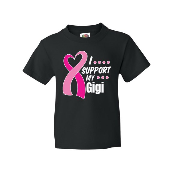 Inktastic Breast Cancer Awareness I Support My Gigi with Pink Ribbon Youth T-Shirt
