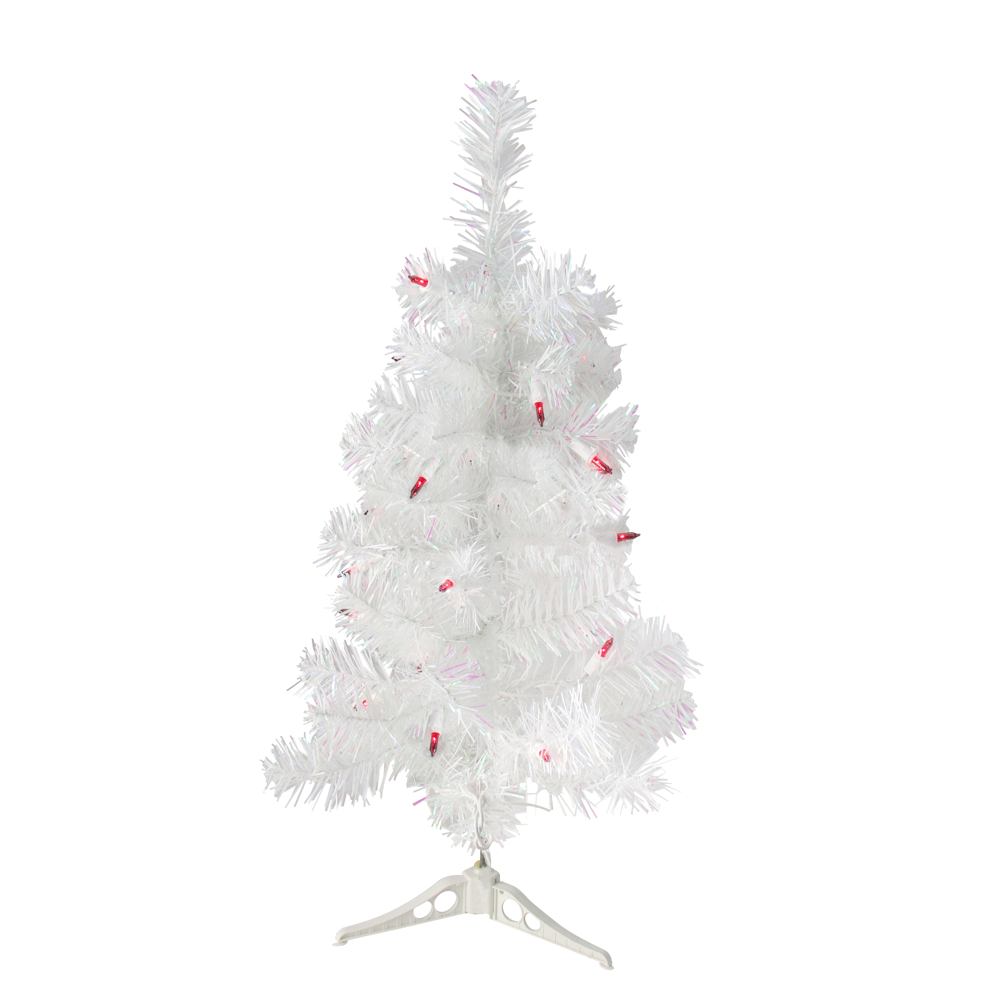 2' PreLit White Pine Slim Artificial Christmas Tree Pink Lights
