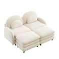 thumbnail image 4 of FFZ Teddy Cloud-Like 2-Seat Sofa with 2 Ottomans for Home, Beige, 4 of 12