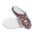 thumbnail image 3 of Lsque colorful Skull rose Pattern Womens Comfort Cotton on Scuff With Memory Foam and Anti-skid Sole Slipper-37/38, 3 of 7