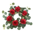 thumbnail image 5 of perfk Artificial Rose Flower Candle Wreath for Ceremony Gift Cafe Red, 5 of 10