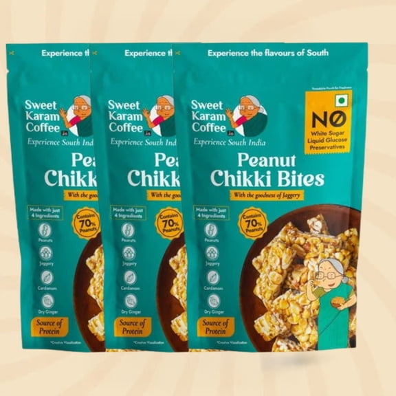 Shastha SKC Crunchy & Nutty Peanut Chikki Bar, Regular Size, 180 Gms Pouch (pack of 3)