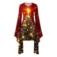 thumbnail image 5 of GDREDA Robe à Manches Chauve-Souris Imprimé Coloré Robe de Fête Irrégulière pour Célébrations d'Halloween Rouge,m, 5 of 5