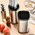 thumbnail image 4 of Bxaolu Universal Knife Block, Knife Holder without Knives, Stainless Steel Knife Storage Block for 3.5" to 8" Knives, with Slots for Scissors and Sharpening Rod,for Kitchen Counter, 4 of 9