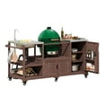 thumbnail image 3 of Euroco 75.4" Outdoor Kitchen Island with Sink, Solid Wood Outdoor Grill Cart for Big Green Egg Grills, Rolling Outdoor Bar Cart with Stainless Steel Top, for Pizza Prep & BBQ, 3 of 24