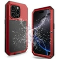 thumbnail image 3 of TECH CIRCLE for iPhone 15 Plus PC+TPU Case, Metal Heavy Duty Shockproof Tough Rugged Aluminum Alloy Case with Glass Screen Protector,360 Full Body Water-Resistant Strong Protective Cover,Red, 3 of 8