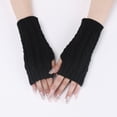 thumbnail image 1 of Zhuge Juego de 2 pares de guantes de punto cálidos sin pulgares para invierno (negro), 1 of 4