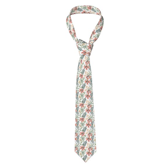 Naloa Lilies Flowers Print Solid Color Tie Formal Necktie for Men,Suitable for business, daily life, work
