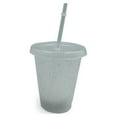 thumbnail image 1 of Gobelet avec Couvercle et Paille PP Bouteille Réutilisable en Plastique pour Boisson Froide Café Jus Smoothie Violet Rouge 480ml, 1 of 6