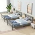 thumbnail image 2 of PAPROOS Twin Bed Frame, Solid Wood Platform Bed with Headboard and Footboard, Modern Twin Bed Frame with Wooden Slats Support, No Box Spring Needed, Gray, 2 of 12