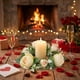 thumbnail image 5 of CaiYueKe Artificial Rose Garland Candle Ring Holder, Floral Candle Wreath Decor for Wedding Table Centerpiece Party Home Decorations, Faux Greenery Candle Surround Decorative Arrangement, 5 of 7