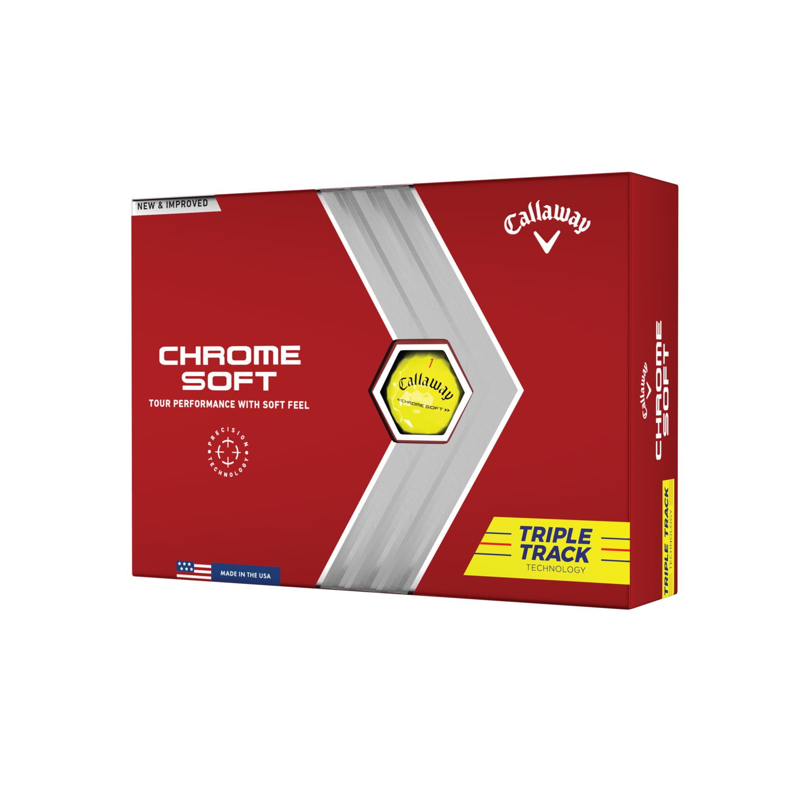 (4 pack) Callaway Golf 2022 Chrome Soft Triple Track Golf Balls 12-pack, Yellow