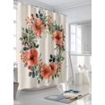 thumbnail image 3 of Shower Curtain Orange Flower Bud Shower Curtains for Bathroom, Waterproof Polyester Shower Curtain Set with Hooks, Extra Long 72" x 84" Linen Background, 3 of 6