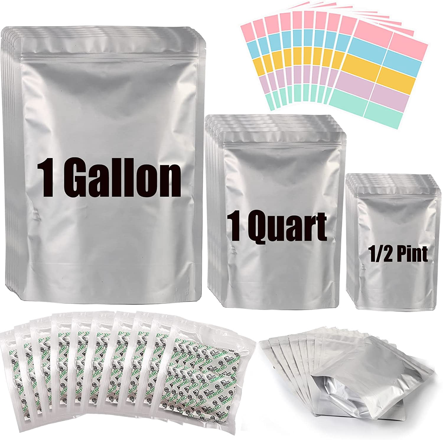 Mindeeryy 30-Pack 1-Gallon Mylar Bags With 400cc Oxygen Absorbers – Long-Term Food Storage Ready