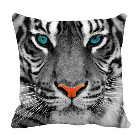 Auburn Tigers Throw Pillow - PHFZK Animal Pillow Case, The Eyes of White Tiger King Pillowcase Throw Pillow Cushion Cover Two Sides Size 20x20 inches