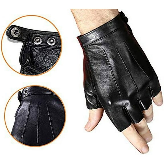 1Pcs Fingerless Driving Gloves PU Faux Leather Outdoor Sport Halloween Cosplay Costume Half Finger Glove for Men Women Teens