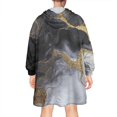 thumbnail image 2 of Black White Gold Marble Pattern Wearable Oversized Blanket,Wearable Blanket Hoodie for Adults,Cozy Hooded Blankets with Super Pockets,Super Warm Fuzzy Pullover for Women & Men, 2 of 6