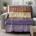 thumbnail image 2 of Farmhouse Purple Brown Blanket Soft Cozy Warm Throw Blanket for Couch, Plush Fuzzy Flannel Fleece Blankets for Sofa, Vintage Wooden Striped Bed Blankets Lightweight Gifts for Women, 32"x48", 2 of 9