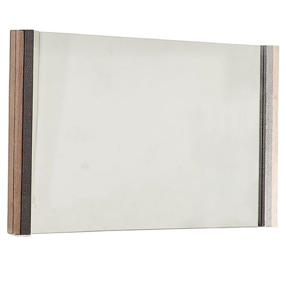 51" X 3.5" X 35" Natural Veneer Metal Mirror
