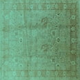 thumbnail image 1 of Ahgly Company Machine Washable Indoor Square Oriental Turquoise Blue Industrial Area Rugs, 8' Square, 1 of 4