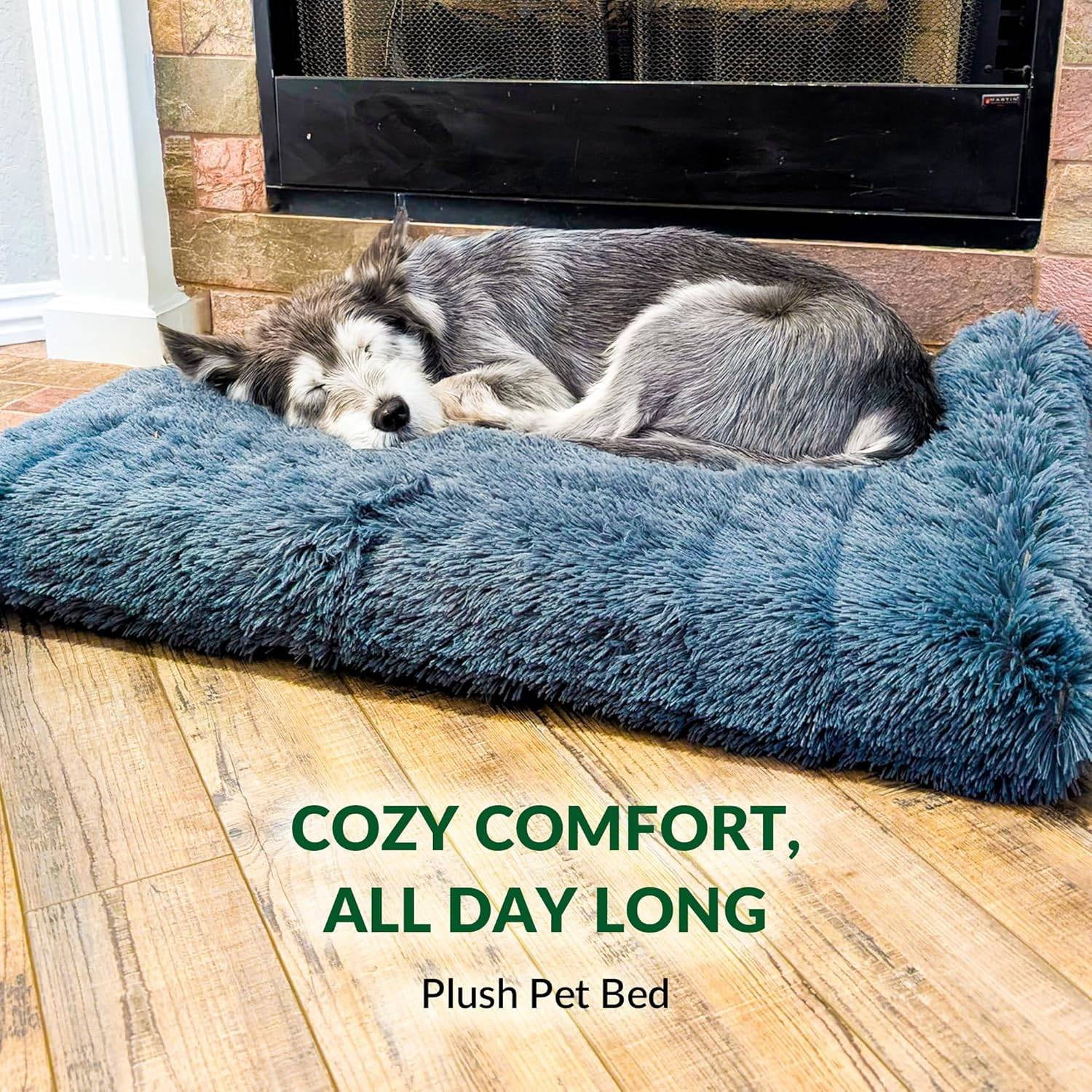 Dig Defence Large Plush Pet Bed, Soft Fluffy Surface, Removable Washable Cover with Waterproof Sleeve, Non Slip Bottom, Durable Dog Bed for Large Dogs