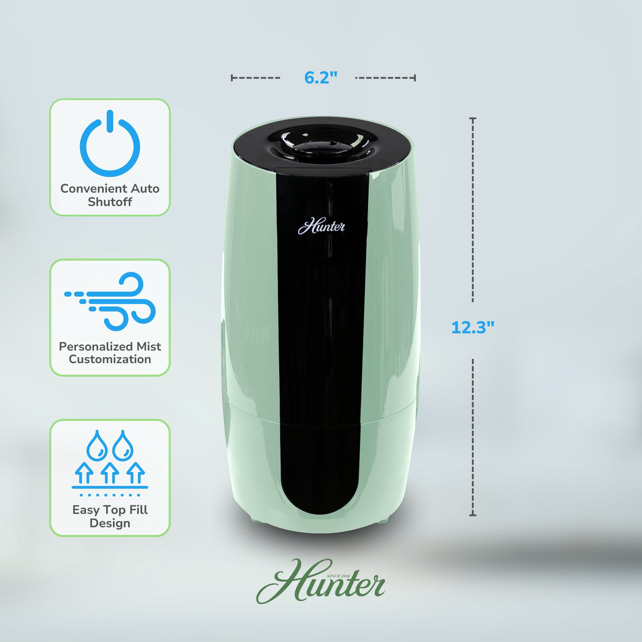 Hunter HHU400 Aspire Cool Mist 0.7 Gal Ultrasonic Humidifier, Sage