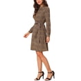thumbnail image 4 of INSPIRE CHIC Women's Floral Dress Mock Neck Long Sleeve Tie Waist Knee Length Boho Dress XS Blue Yellow, 4 of 8