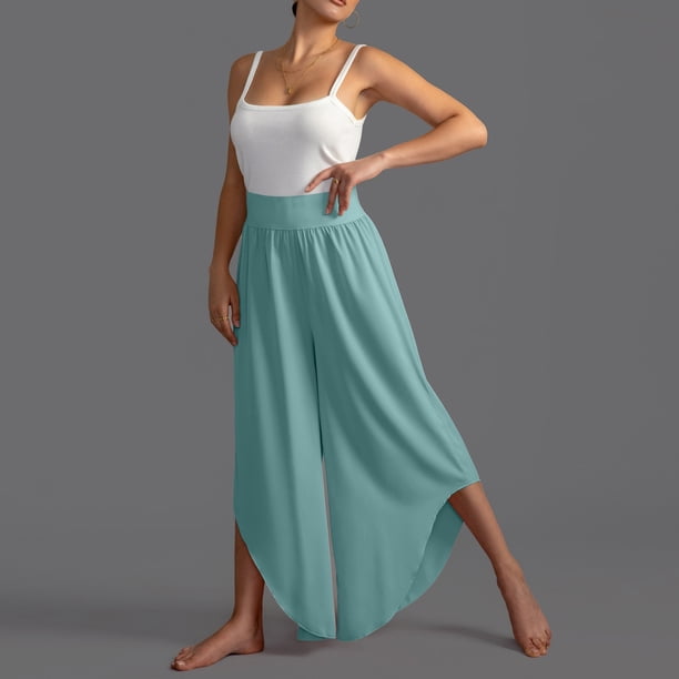 WILLBEST Pantalones Casuales elegantes para Mujer, de Pierna Ancha, Cintura Alta, Yoga, Hippie, Playa, Talla Grande, Palazzo para Mayor Comodidad y Versatilidad. Extra Grande