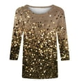 thumbnail image 4 of Charella 3/4 Sleeve Tops for Women Crewneck T-shirts Bling Bling Casual Blouse 2024 Spring Summer Tops,Black,XXXXL, 4 of 5