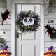 thumbnail image 2 of Guirnalda de calabaza blanca Adornos Regalo Jack-O-Lantern Wreath para puerta delantera al aire libre JShteea El nuevo, 2 of 9