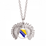 Bosnia and Herzegovina Map National Flag Sunflower Necklace Pendant Locket Jewelry