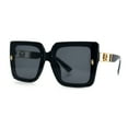 thumbnail image 5 of Womens Squared Half Rim Exposed Lens Plastic Butterfly Fashion Sunglasses All Black, 5 of 8