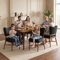 thumbnail image 3 of Hawsaiy Dining Chairs Set of 2, Upholstered Fabric Dining Room Chairs, Mid Century Modern Kitchen Chairs with Solid Wood Legs & Cross-Brace Support, Farmhouse Side Chairs for Dining Room, Black, 3 of 10