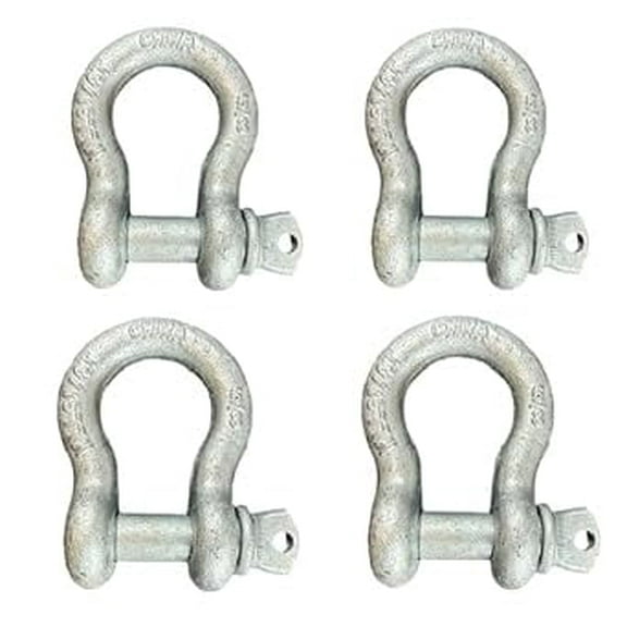 5/8 Inch Forged Screw Pin Anchor Shackles, 3.25 Ton (7,165 LBS) Safe Working Load Limit, Thick Hot Dip Galvanized Shackles for Lifting, Rigging, Logging and Towing (4)
