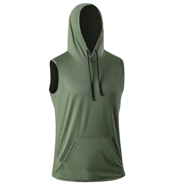 Hombres Casual Moda sin Mangas Blusa con Capucha Suéter Sólido Cuello en V Tanque Deportivo