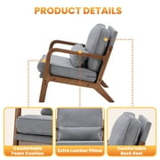 EDX Mid Century Modern Accent Chair, Comfy Fabric Living Room Chairs with Solid Wood Frame, Lounge Reading Armchair, Easy Assembly
