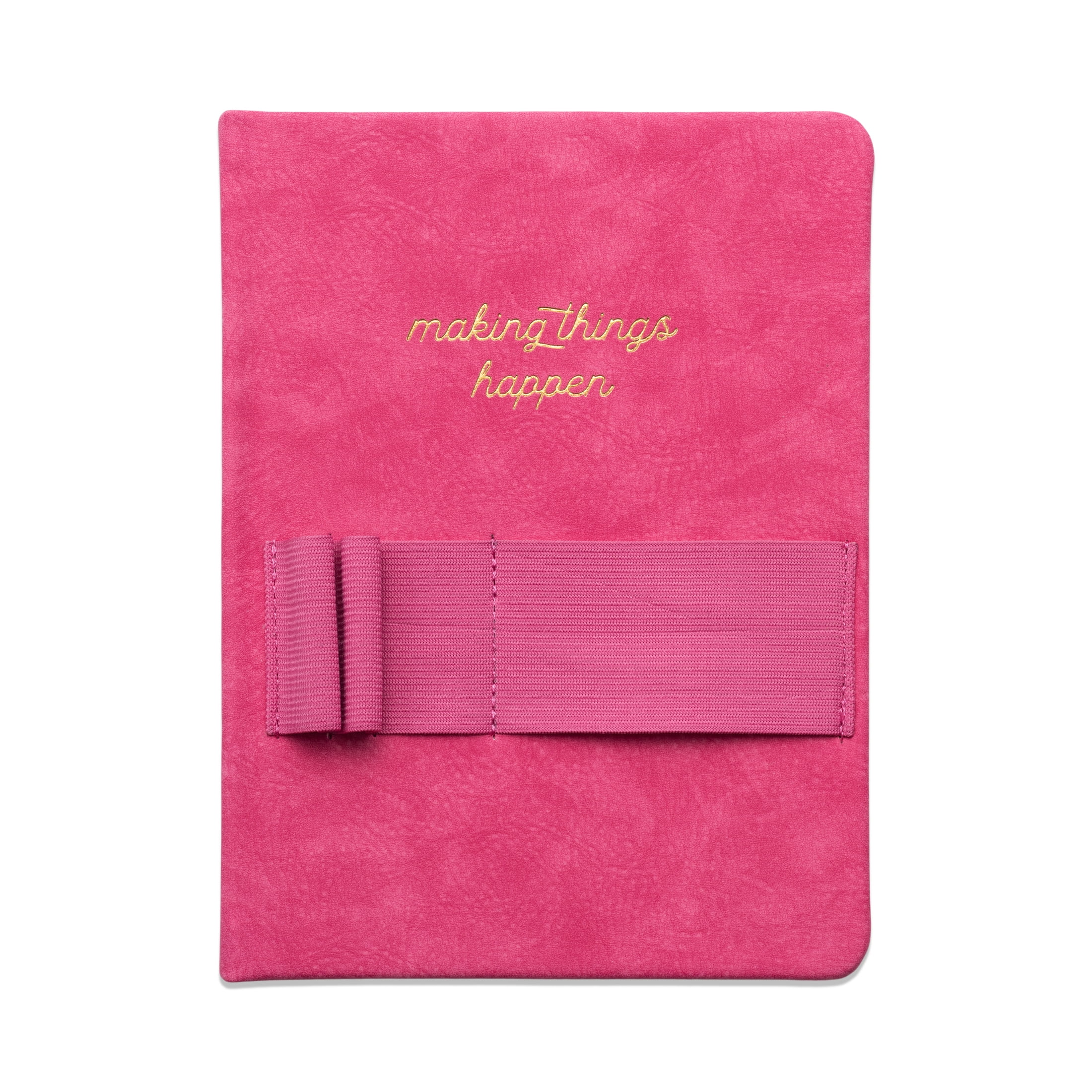 Pen + Gear Flex Suede Elastic Storage Journal, Pink, 6' x 8' x 0.75', 192 Dotted Pages