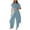 Blue, variant on Wlynlyn Womens 2 Piece Outfits Backless Lace up Cap Sleeve Top High Waisted Baggy Trousers Tracksuits Set