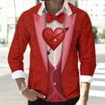 thumbnail image 4 of Handshe Men's Long Sleeve Shirt with Turn-Down Collar and Valentine's Day Print, Casual Button-Up for Romantic Wears and Daily Wear, 4 of 7