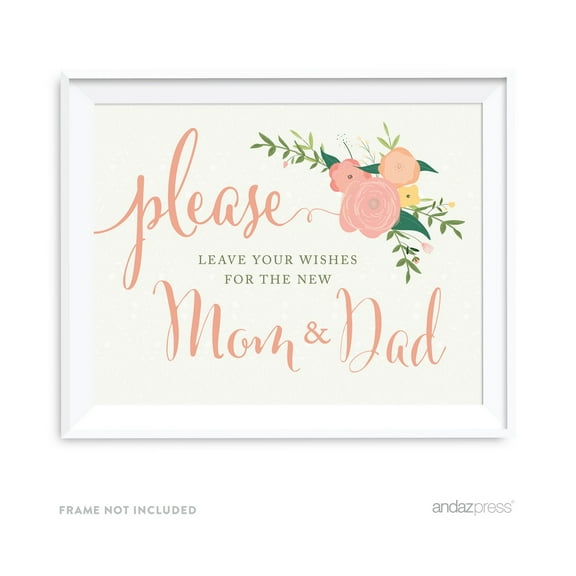 Leave Wishes For New Mom & Dad Floral Roses Girl Baby Shower Party Signs