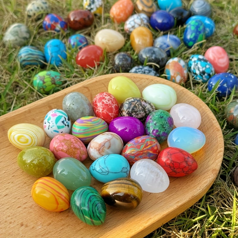Natural Polished Stone Eggs, Large Mineral Polished Crystal Palm Chakra Eggs, The Perfect Gift for Easter Decoration.