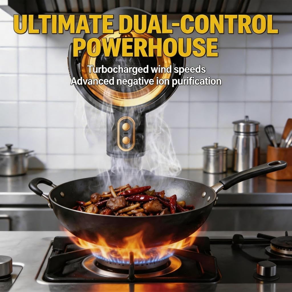 Portable Range Hood – Smoke Eliminator Purifier for Indoors, Detachable Smoke Fan for Indoor BBQ & Hot Pot Cooking