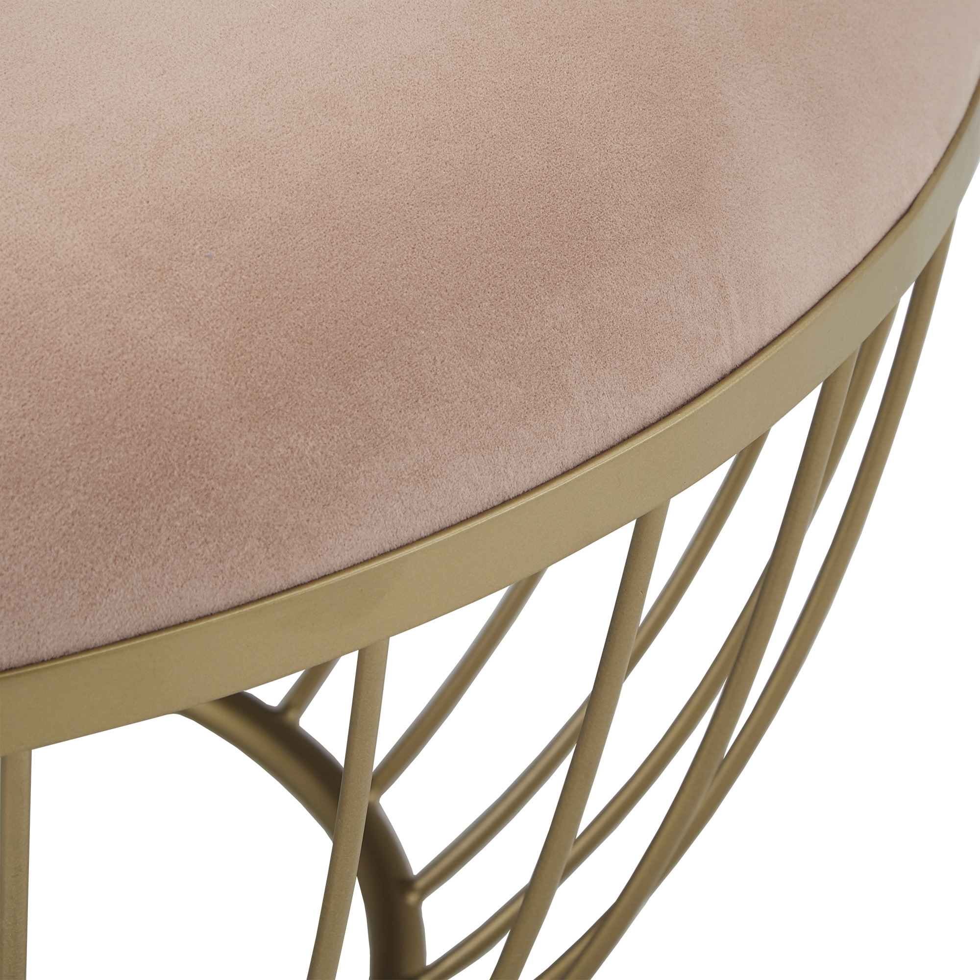 Weston Home Harriette Fabric Upholstered Round Cocktail Ottoman, Blush Pink Velvet
