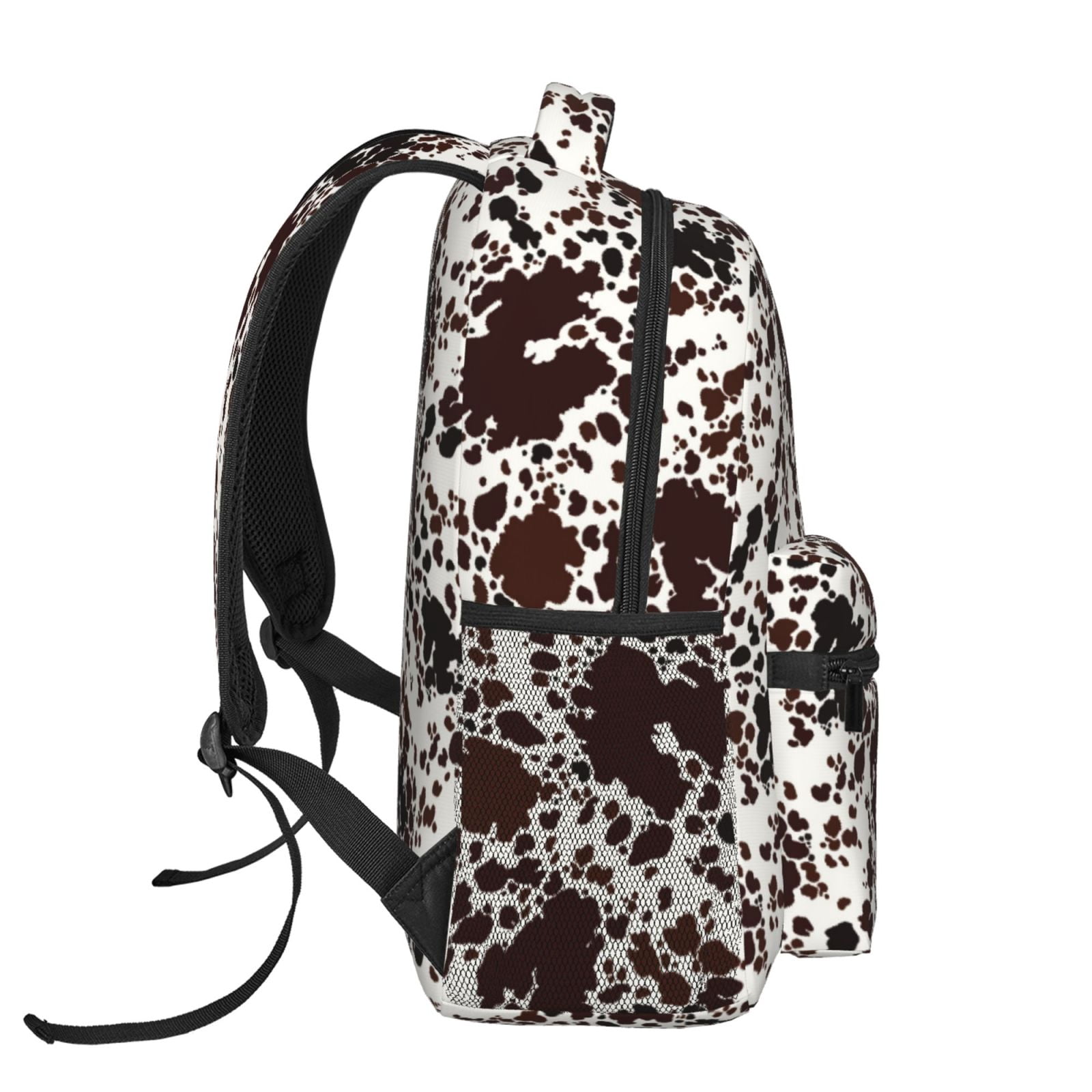 Ratiio Cow Skin Print Eco-Friendly Casual Backpack, Water-Resistant Polyester Canvas Daypack with Smooth Zippers, Comfortable & Durable Travel Bag with Laptop Compartment