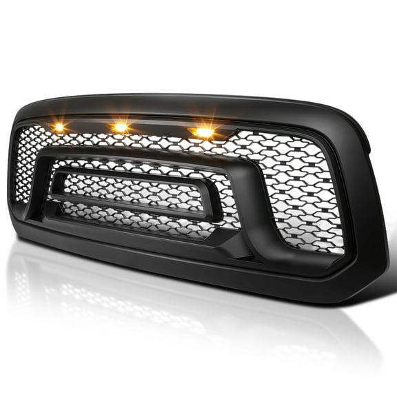 Spec-D Tuning Facelift Style Front Hood Grille w/Amber LED Lights Compatible with 2013-2018 Dodge Ram 1500