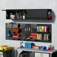 thumbnail image 3 of Metal Garage Wall Cabinet with Doors Side with Holes,Wall Mounted Metal Storage Cabinet with Up-Flip Door ,Garage Storage Cabinet for Garage, Basement, Kitchen, Warehouse,Office, Bathroom-Black, 3 of 9