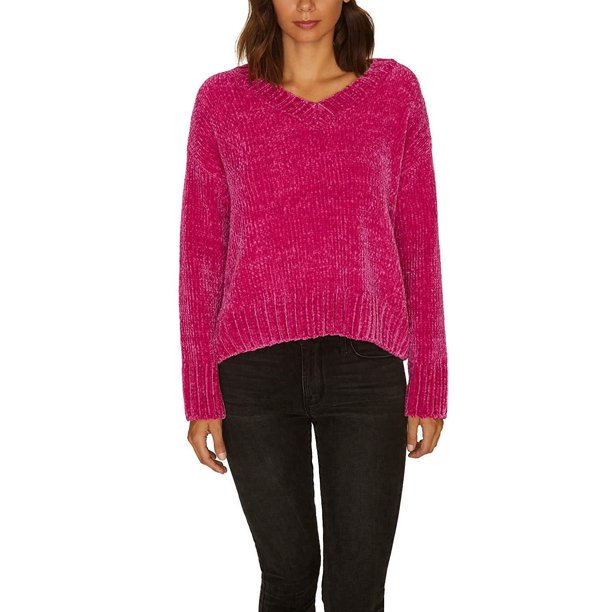 Sanctuary - SANCTUARY Womens Pink Chenille Long Sleeve V Neck Sweater ...