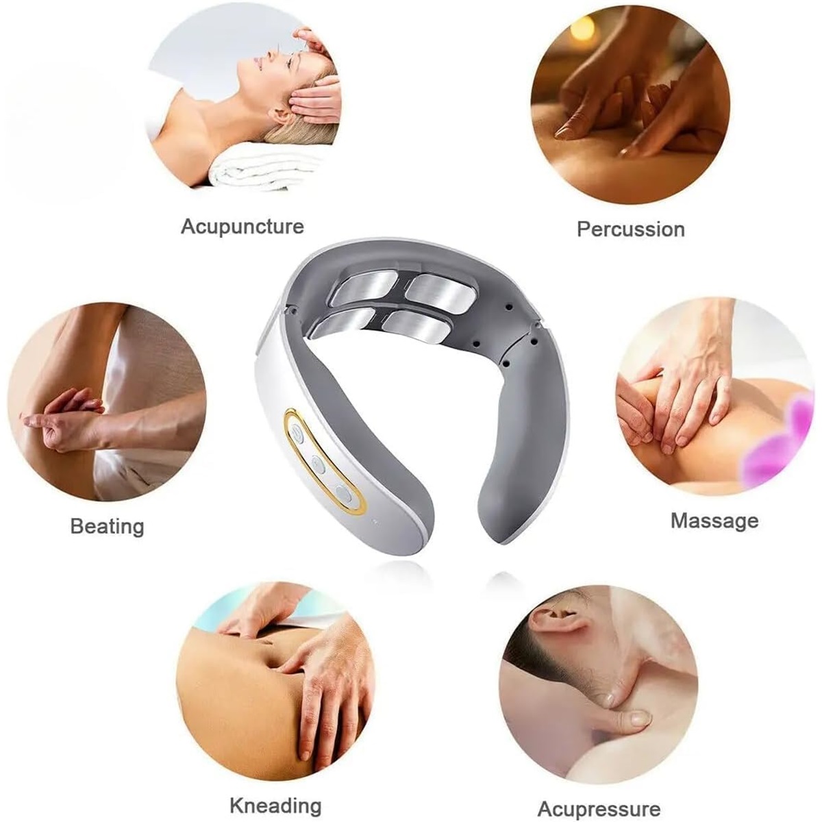 Neuropro Heated Neck Massager for Neuropathy, Triple Neck Relief Massager with 6 Vibration Modes & 9 Strength Levels, Electric Neck Wrap for Pain Relief,RD