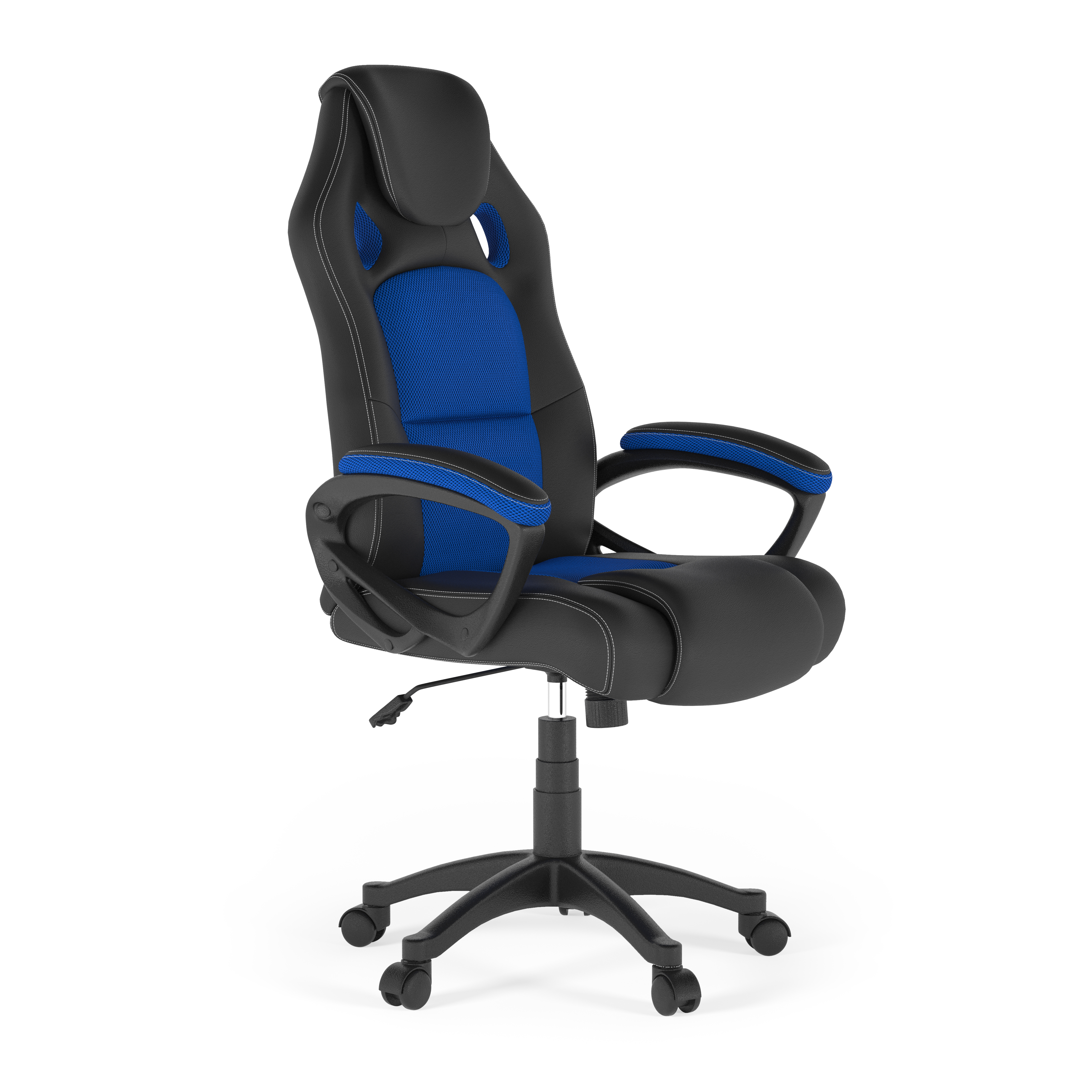 Lifestyle Solutions Akron Gaming Office Chair with Faux Leather, Blue - image 4 of 7