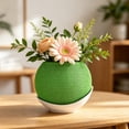 thumbnail image 5 of Woven Textured Two-Tone Small Flower Pot Decorative Bonsai Planter With Saucer For Living Room Home Desk, 5 of 6